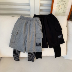 Tongchenchenma's autumn boys' casual pants, children's wear sweatpants, trendy fake two-piece loose and versatile long pants hit the street