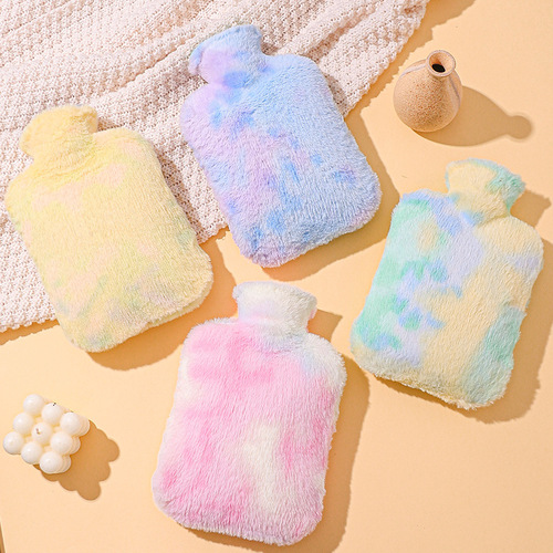 Winter Creative Water Filled Hot Bag PVC Cute Portable Heating Bag Student Hot Compress Thick Fuzzy Cover Hand Warmer