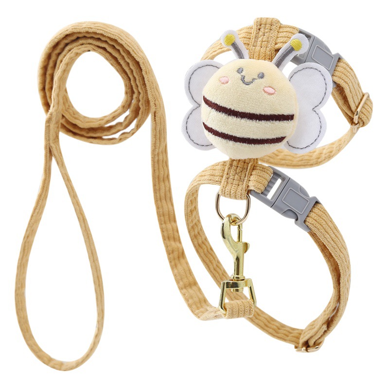 Suministros para mascotas Amazon nueva abeja pecho espalda gato tracción cuerda en forma de I anti-rotura ajustable gato caminando cuerda