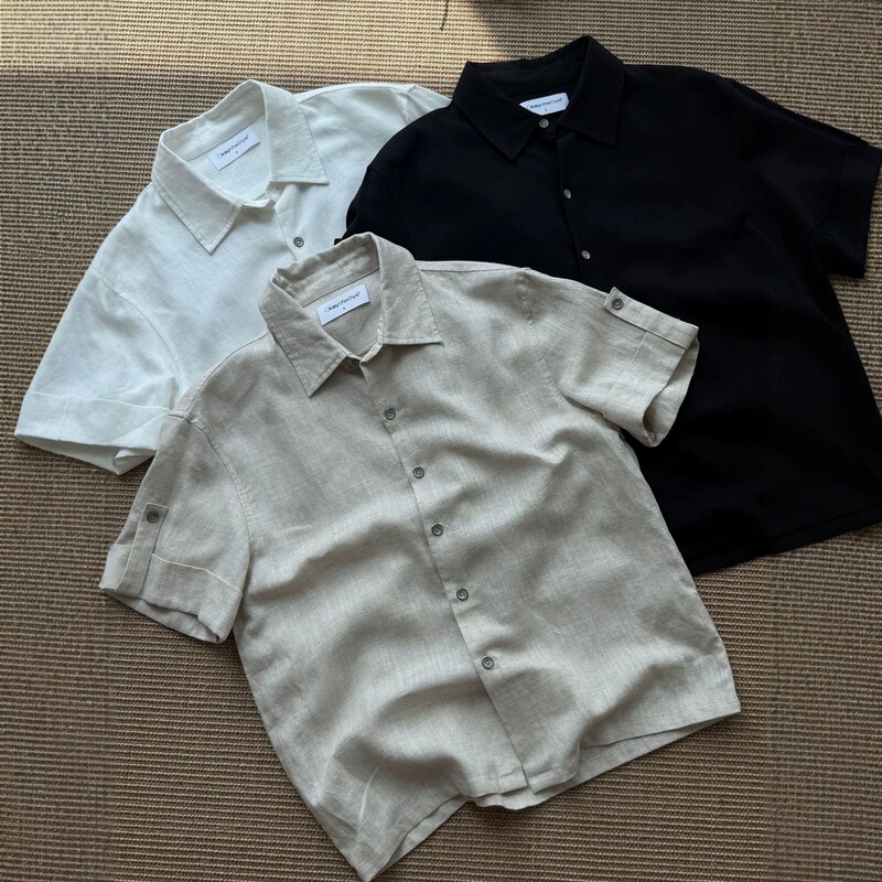 American Retro High-End Short-Sleeved Shirt for Men, Summer Casual Loose-Fitting Cut, Breathable Work Clothing Shirt Jacket