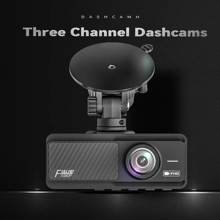 Triple-lens dashcam 1080P high-definition three-camera WIFI connection night vision wide-angle car recorder