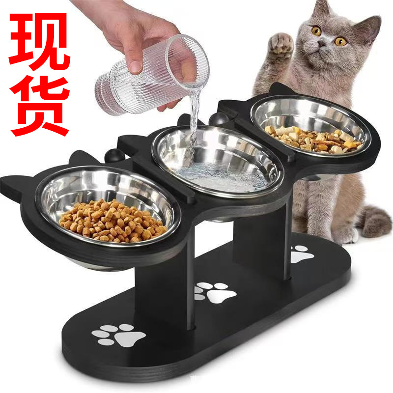 Ready-Made Wooden Pet Cat Bowl Rack Vertical Slanted Dog Drinking Rack Tilted Cervical Spine Protection Three-In-One Cat Bowl Rack Ready-Made Wooden Pet Cat Bowl Rack Vertical Slanted Dog Drinking Rack Tilted Cervical Spine Protection Three-In-One Cat Bowl Rack
