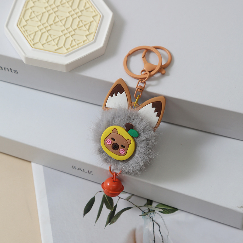 新品カラーカピバラ鈴毛玉キーホルダーストラップ可愛いバッグ飾り掛け学生プレゼント|undefined