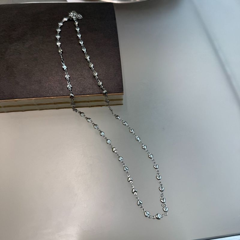 钛钢项链欧美老钱风项链豹纹个性百搭爱心长款项链天然石锁骨链新|undefined