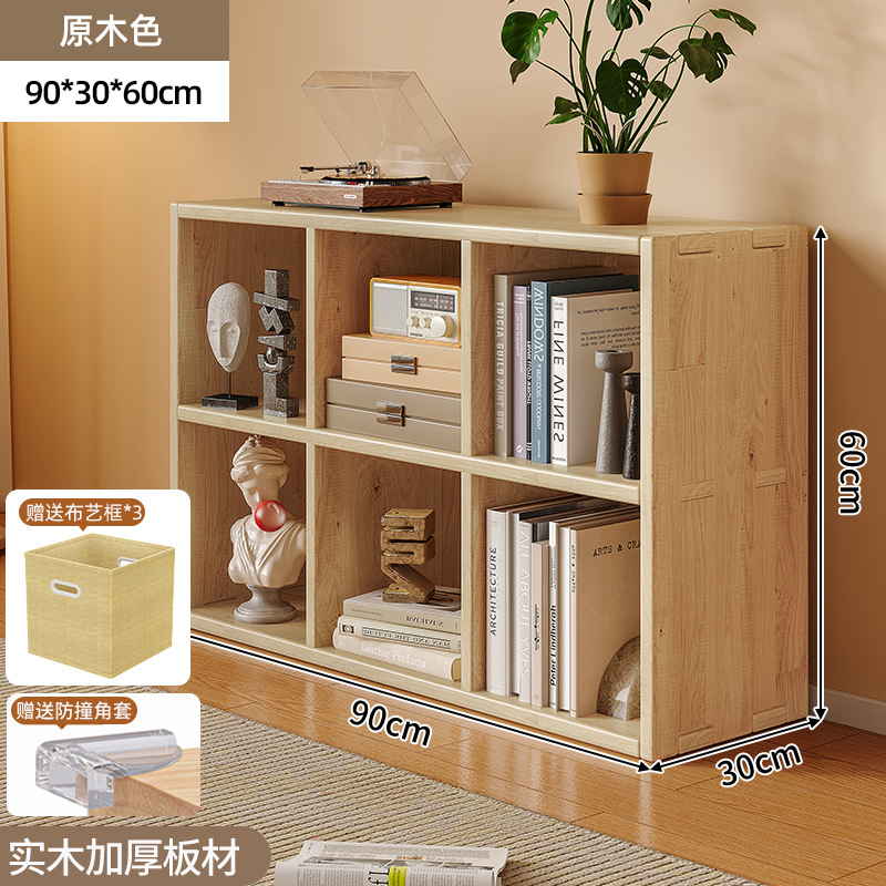 Gabinete de madera maciza con cajón de madera de madera de piso estante de color nuez ocho cuadrones bajo gabinete de almacenamiento