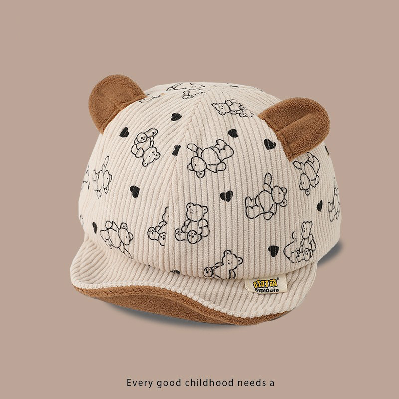 Sombrero de bebé primavera y otoño para bebés con bordes suaves sombrero de invierno para niños gorra de lengua de pato espesa gorra de béisbol de mujer linda