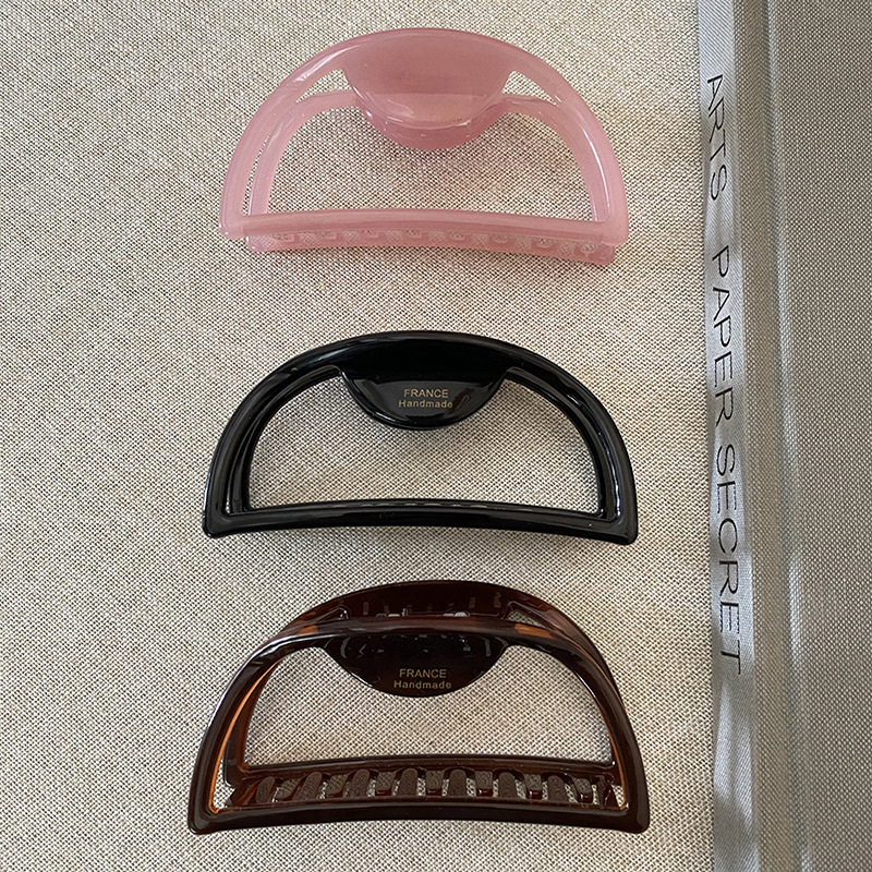 Fermaglio per capelli in acetato francese retrò con standard in oro, grande forcina semicircolare a forma di squalo, per capelli da donna, per la parte posteriore della testa._voghion.com