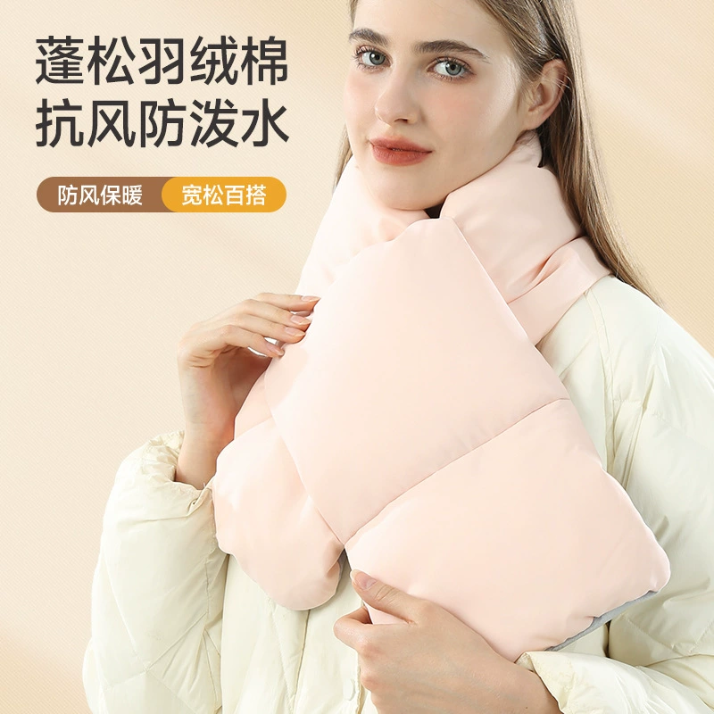 Оптовый женский зимний универсальный теплый шарф из искусственного пуха с флисом, морозостойкий, сохраняющий тепло, ветрозащитный, однотонный шарф для осени и зимы.