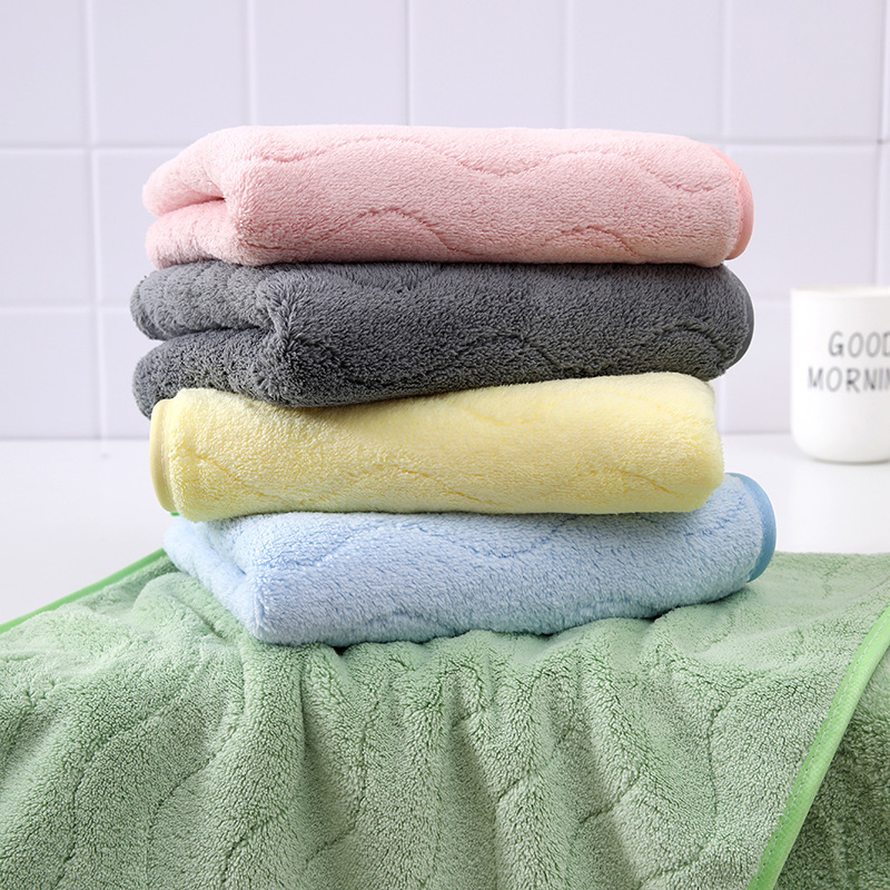 Water ripple coral fleece towel, thickened, absorbent, quick-drying, soft, skin-friendly, non-shedding, large household towel for face washing and bathing Water ripple coral fleece towel, thickened, absorbent, quick-drying, soft, skin-friendly, non-shedding, large household towel for face washing and bathing