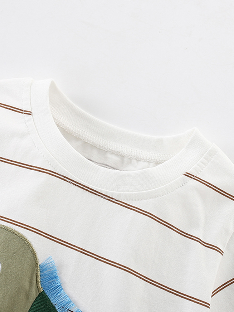 Malwee transfronterizo camiseta a rayas para niños de verano de manga corta nueva camiseta de cuello redondo para niños europeos y estadounidenses guapo ropa infantil