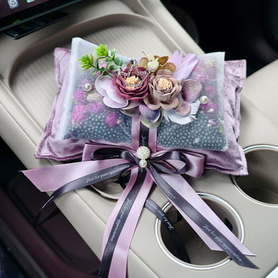 Queen Double-Layer Granular Dried Flower Bamboo Charcoal Bag for Formaldehyde and Odor Removal, Activated Carbon Car Decoration and Ornament (Aktiv kömürlü qoxu uducular) - purple