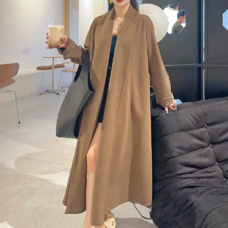 Осеннее fashionable шерстяное пальто, 2025 год, свободный крой