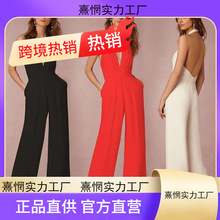 Ů�B��ѝVneck full pants Women jumpsuits Sleeveless overallo