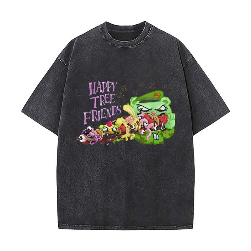 Happy Tree Friends Green Bear Cartoon Washed T Shirt Happy Tree Friends Green Bear Cartoon Washed T Shirt