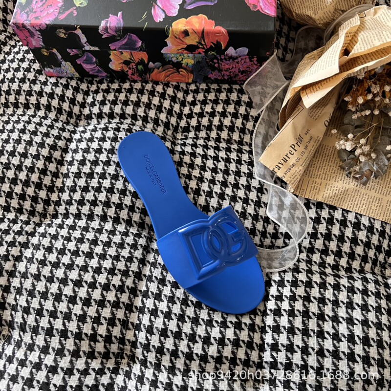 Dujia Women's Summer Slippers, Jelly-Colored Flat Shoes for Outdoor Wear, Casual Versatile Waterproof Beach Non-Slip Flat Shoes