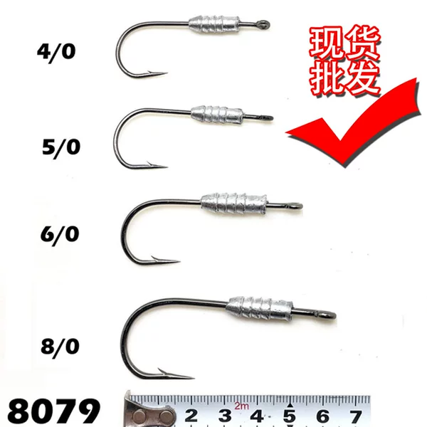 in stock wholesale anti-soft insect shedding lead hook with threaded high carbon steel luya bionic fake fishing bait with barbed hook