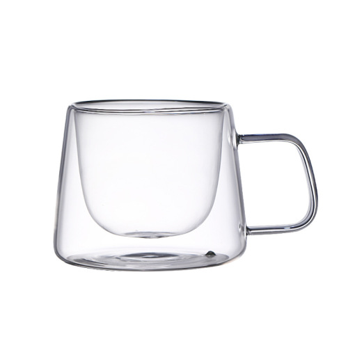 High-looking milk coffee cup, resistant cup with handle, souvenir, double-layer insulated glass cup