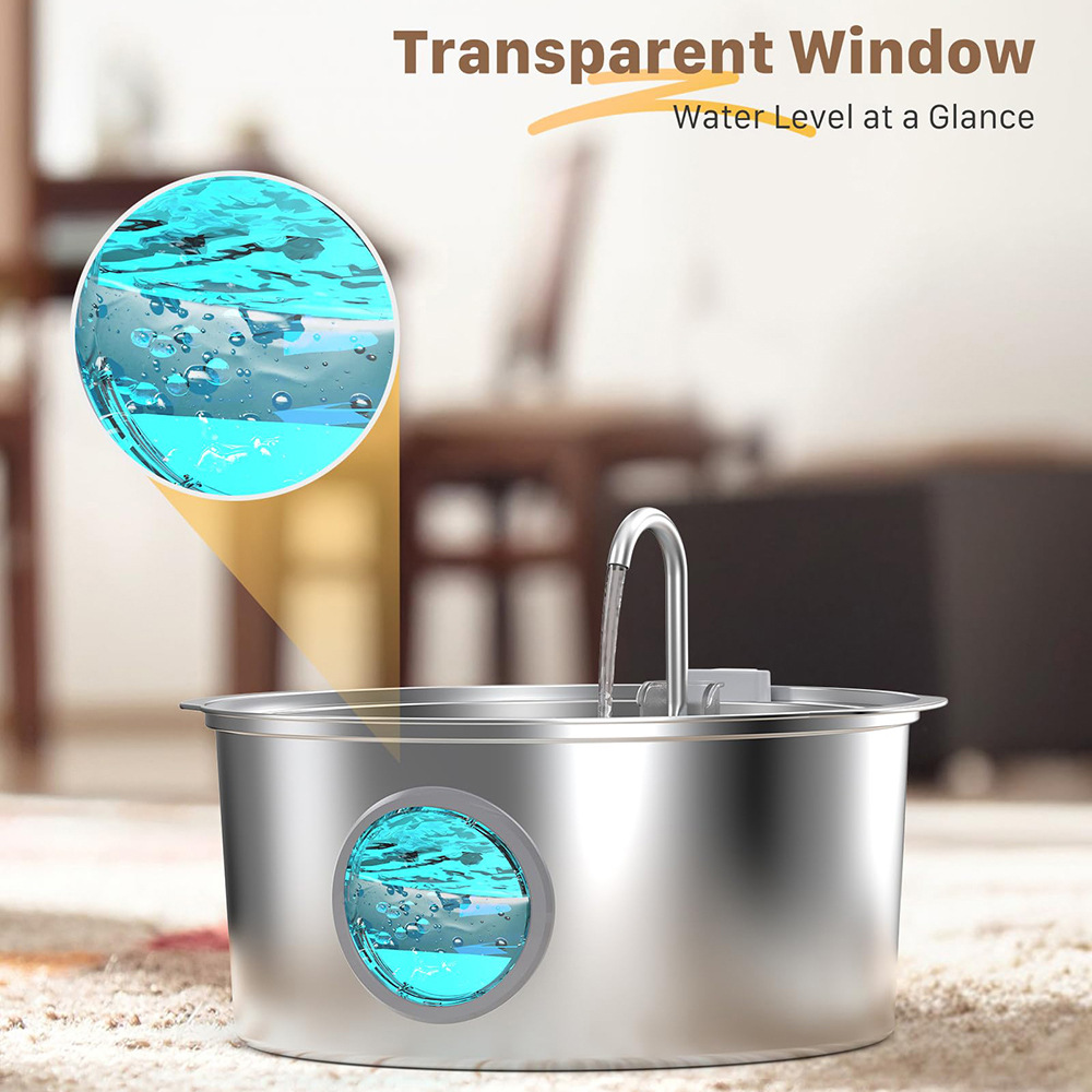 Explosiones transfronterizas 7L de acero inoxidable para mascotas tipo pista redonda de gran capacidad LED para gatos y perros