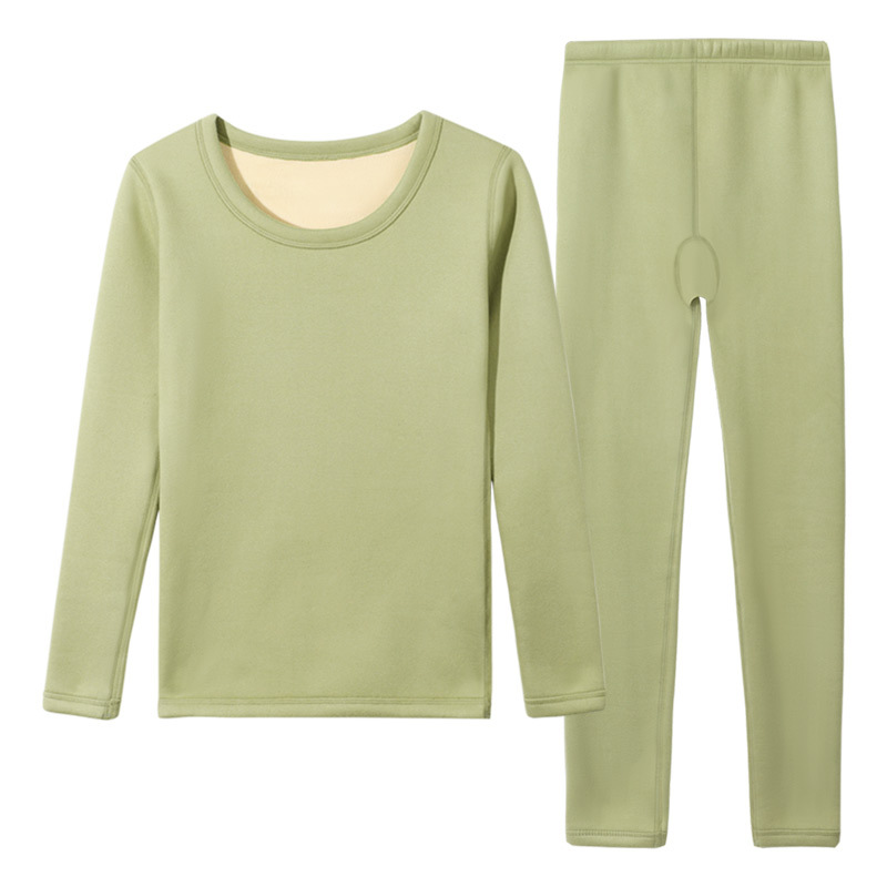 Traje de ropa interior térmica de terciopelo forro polar engrosado superior de las mujeres apretado camisa de fondo Otoño e Invierno ropa interior ropa de otoño pantalones largos mujeres