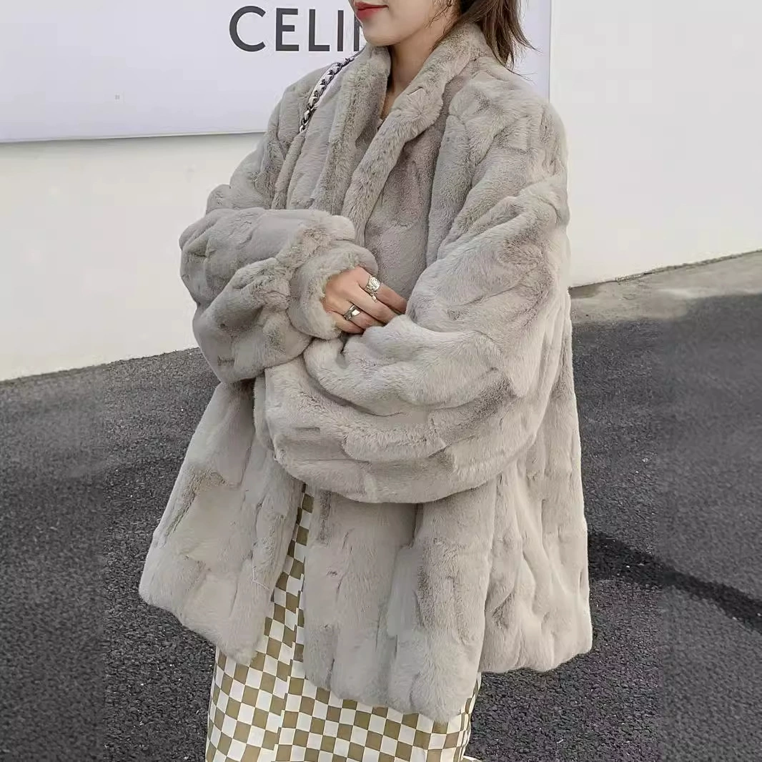 2024 крупногабаритная imitation fur concubine marsella мантия норковая шерсть стойка воротник женская свободная теплая пушистая верхняя одежда