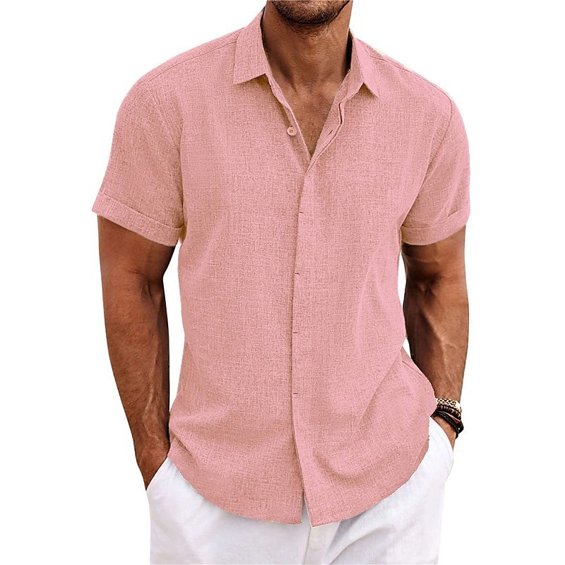 Camicia business da uomo in cotone e lino con collo e abbottonatura_voghion.com