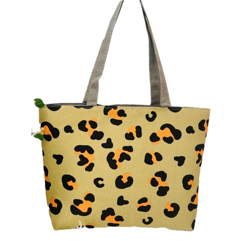New Printed Canvas Bag, Large Capacity, Korean Style Tote Bag, Artistic Floral Fabric Student Book Bag, Shoulder Handbag for Women