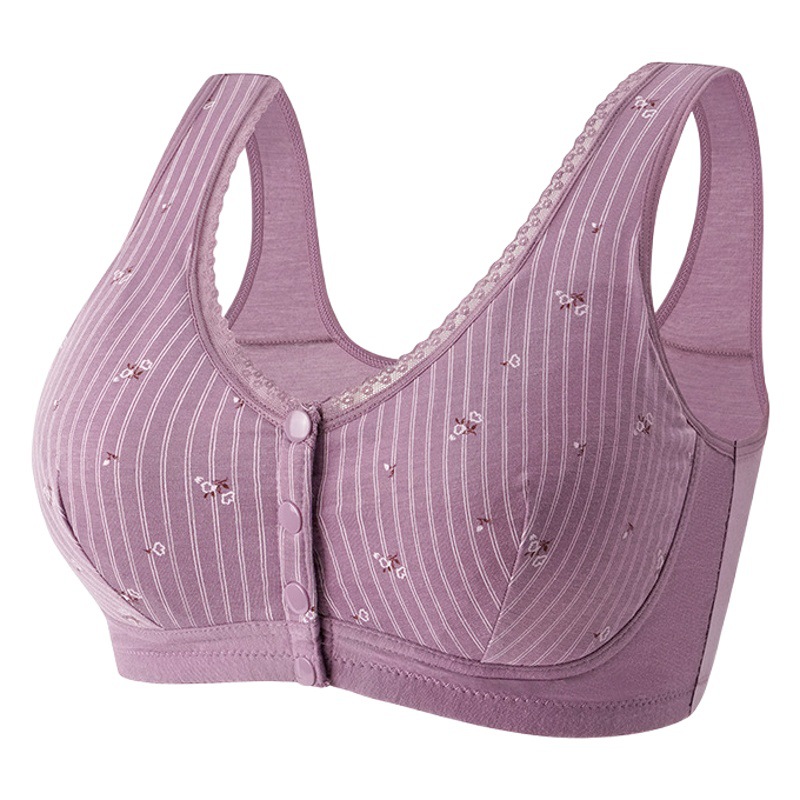 Nueva hebilla frontal de gama alta de las mujeres delgadas de algodón suave inalámbrico ancho hombro Correa chaleco más tamaño sujetador de mediana edad y ancianos ropa interior de las mujeres