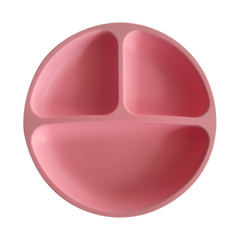 Silicona bebé cena placa redonda cara sonriente vajilla de silicona de los niños plato de cena de silicona suplemento de alimentos para bebés plato de cena del compartimiento
