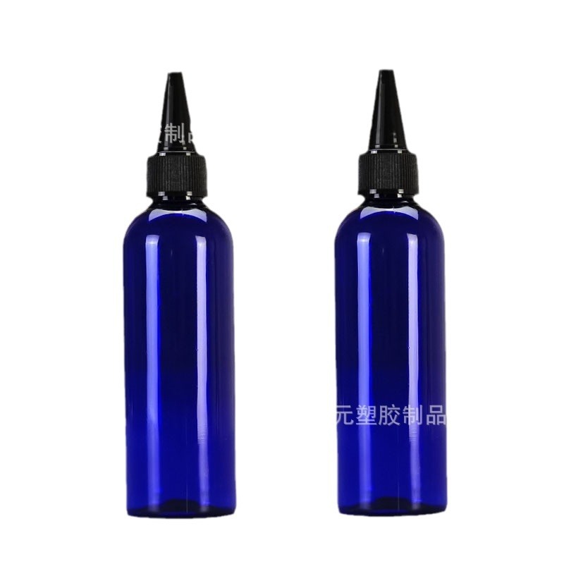 En stock 100mL botella puntiaguda botella de plástico PET transparente botella de boca pequeña botella de boca puntiaguda botella de pigmento pintado
