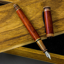 希尔新款木笔商务礼品木制书写钢笔可雕刻logo现货木头钢笔花梨木