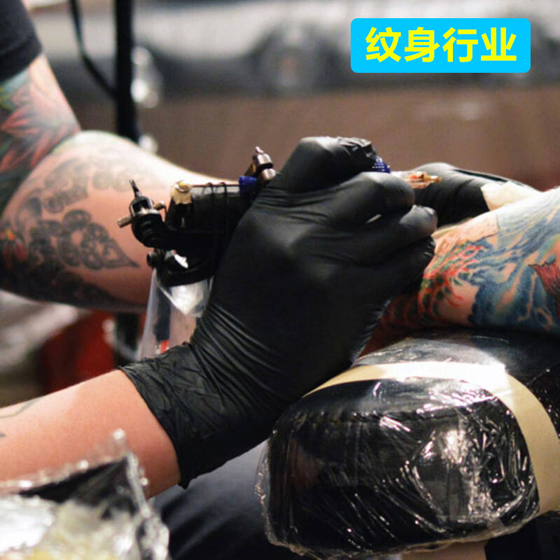 Guantes desechables de nitrilo negros, resistentes a ácidos y álcalis, aptos para aplicaciones de cocina, industriales y alimentarias, exportación de nitrilo, resistentes al aceite, protectores e impermeables.