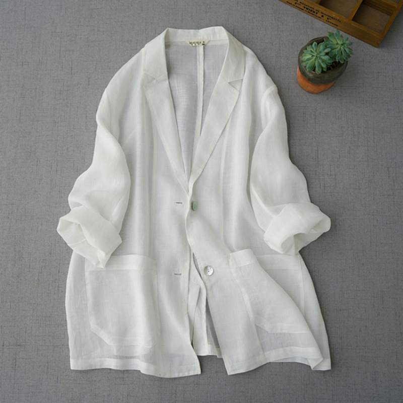 Summer Japanese and Korean New Suit Thin Jacket Women's Casual All-match Solid Color Top Loose Long-sleeved Outer Sun-protective Shirt Summer Japanese and Korean New Suit Thin Jacket Women's Casual All-match Solid Color Top Loose Long-sleeved Outer Sun-protective Shirt