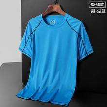 跨境外贸批发速干衣短袖t恤男士夏季网眼健身运动休闲体恤印logo