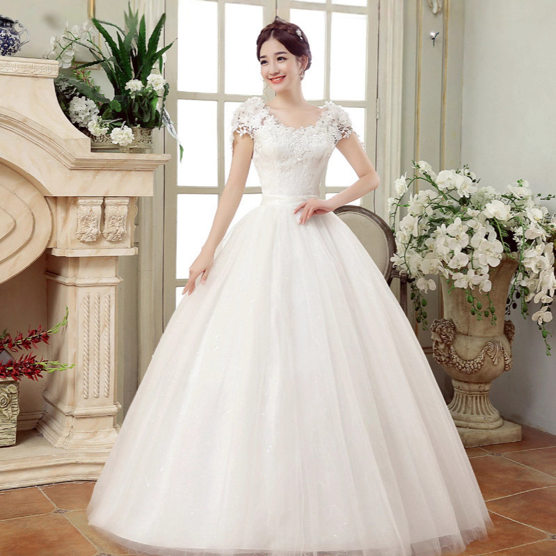 Wedding Dress 2026 New Korean Style Princess Lace Floor-Length Wedding Dress Bride's Wedding Gown Plus Size Slimming Foreign Trade Supply