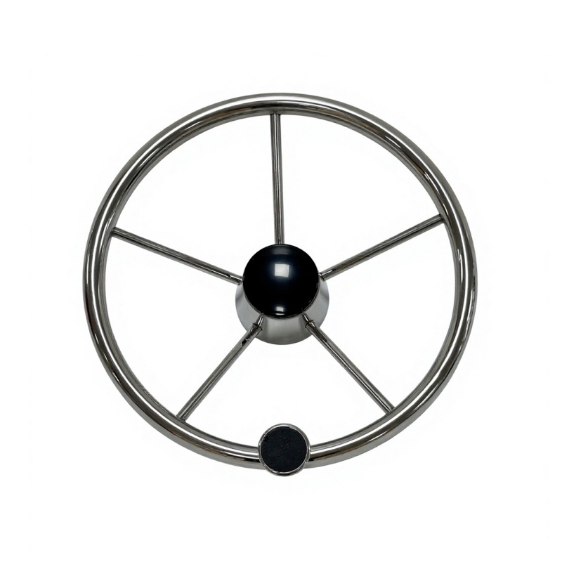 Stainless Steel 304 Yacht Steering Wheel with Power Assist Knob, Marine Steering Wheel with Handball, Maritime Steering Wheel