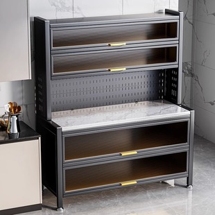 Kitchen multi-functional storage rack stone slab sideboard household dustproof storage cabinet multi-layer snack cabinet floor-standing storage cabinet