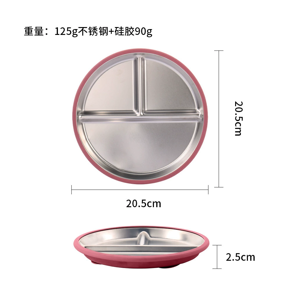 Silicone children's dinner plate stainless steel, tableware, set, diameter 20mm