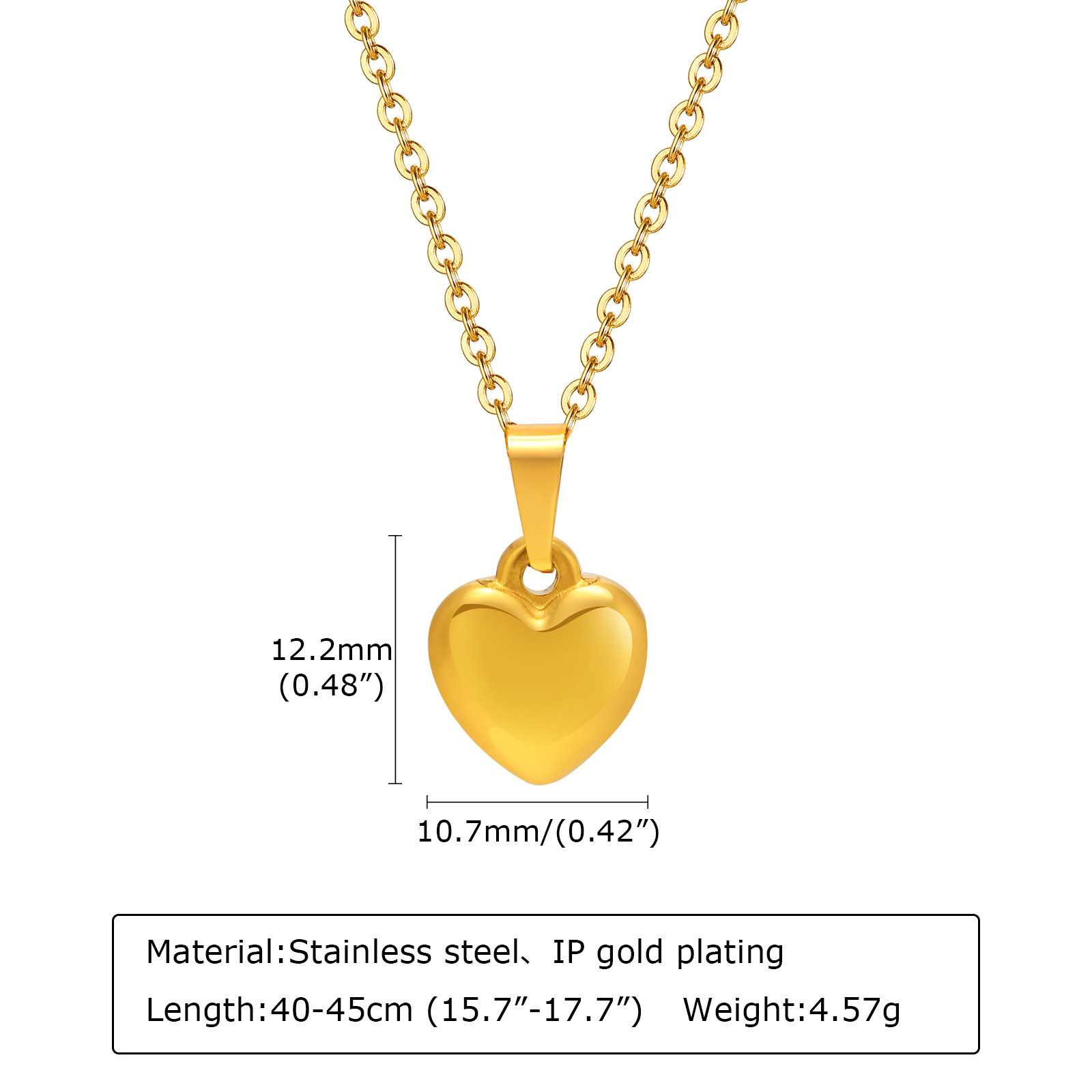 7g Weight Vacuum Plating Gold Plating Process 18K Gold Plated Plating Material Pendant Necklace Classification Wholesale Jewelry Simple Style Heart Shape Titanium Steel 18K Gold Plated Plating Pendant Necklace