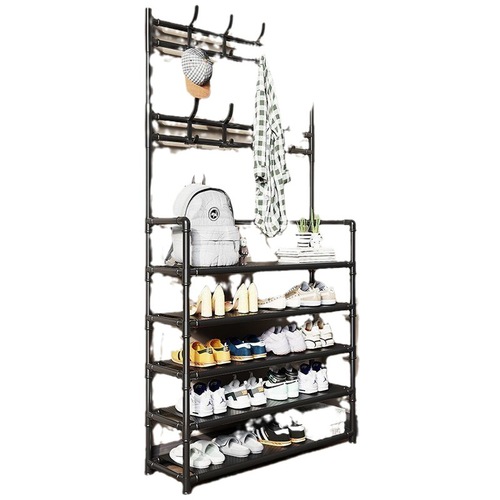Shoe rack multi-layer home door coat and hat rack all-in-one rental room multi-functional clothes drying rack all-in-one bold style