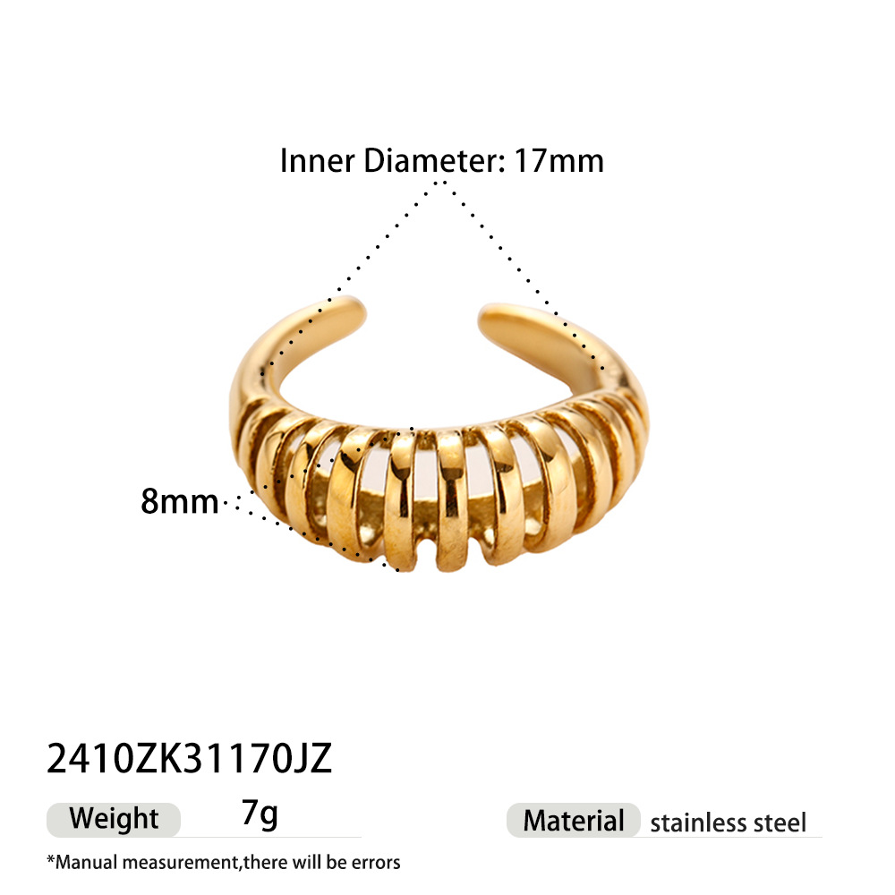 Tina transfronteriza diseño simple personalidad joyería de mano acero inoxidable chapado 18K oro temperamento brillante mariposa abierta anillo para mujeres