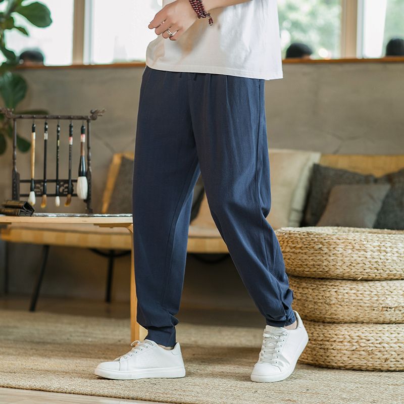 Nuevos pantalones de monje de algodón y lino, pantalones laicos sin leggings para hombres, pantalones de meditación de cierre sueltos de lino, ropa de monje delgada de verano para mujeres