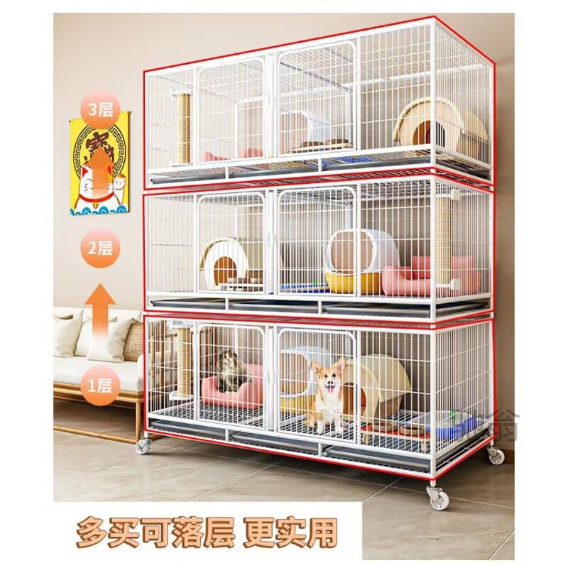 麓f貓籠子繁殖籠三層貓籠子寵物店貓舍繁育籠貓狗一體別墅兔子鴿