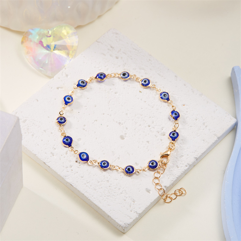 7g Weight Anklet Classification 1 Piece Quantity Holiday, Daily Occasion Alloy, Resin Material Eye Pattern Unisex Gender Casual, Simple Style Style Casual Simple Style Eye Alloy Resin Wholesale Anklet 4