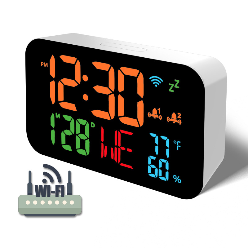 Temperature and humidity clock alarm clock automatic clock calibration 24 years cross-border new 3011WIFILED graffiti