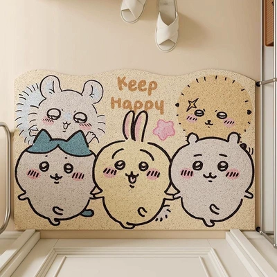 Avtomobil döşəmə paspasları — Dirt-Scraping Easy-Care Non-Slip Mat - two-cute-friends-welcome-home-4060cm-silk-circle
