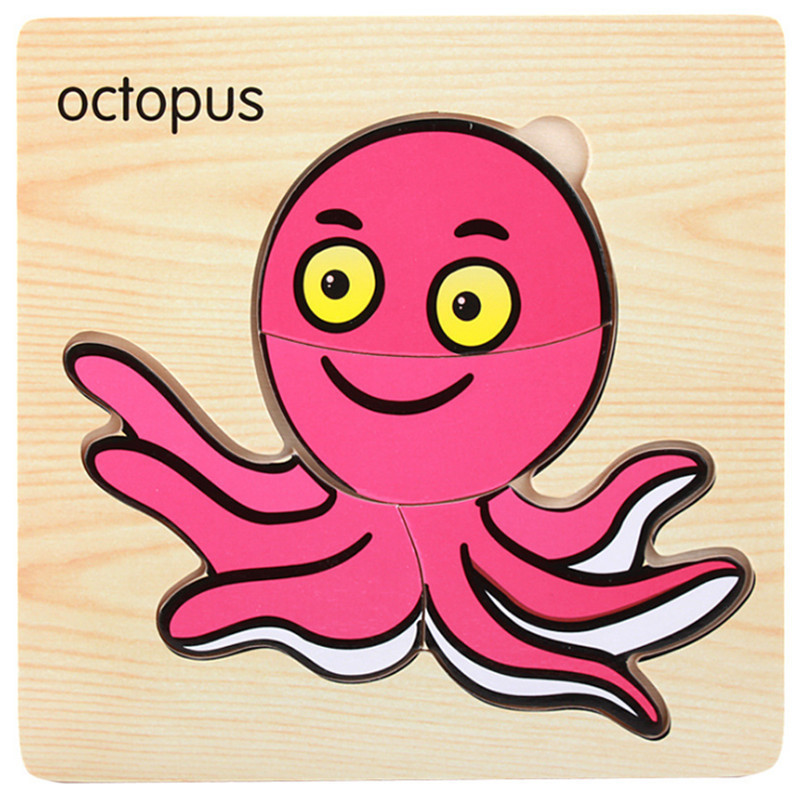 Nuevo rompecabezas tridimensional de madera de mano tráfico animal marino Ilustración cognición rompecabezas infantil juguete de rompecabezas de educación temprana