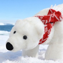 跨境圣诞北极熊毛绒公仔白熊毛绒玩偶安抚陪伴公仔靠垫抱枕礼物