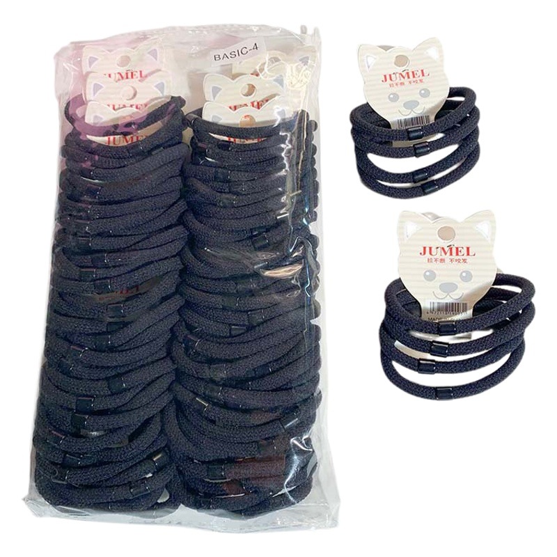 La banda de goma de la cola de caballo del todo-fósforo de las mujeres de la banda del pelo negro grueso de la cuerda del pelo del estilo coreano alta elástico de la cuerda del pelo no duele los accesorios del pelo