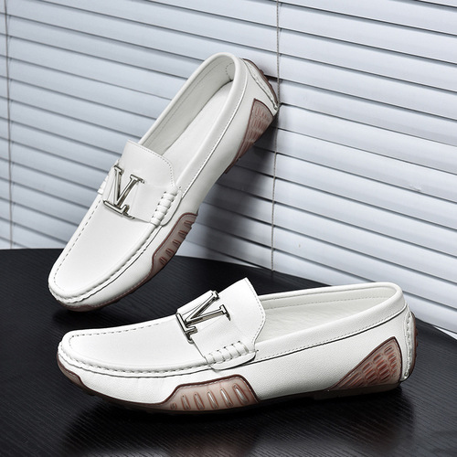 Genuine leather plus velvet bean shoes, winter warm trendy casual leather shoes, British one-legged driving shoes, large size men's shoes