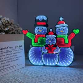 厂家直销圣诞节led小夜灯雪人圣诞老人镜面隧道灯节日氛围装饰灯